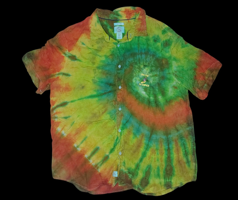 XL Ice Dyed Button Down T-Shirt